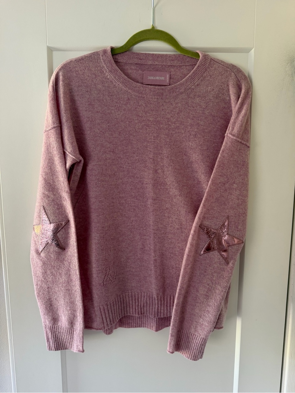 Zadig & Voltaire Pink Cashmere Star Elbow Sweater